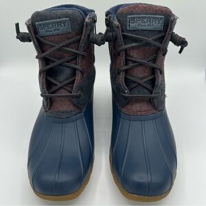 Women's Saltwater Varsity Stripe Duck Boots - Navy/Wine